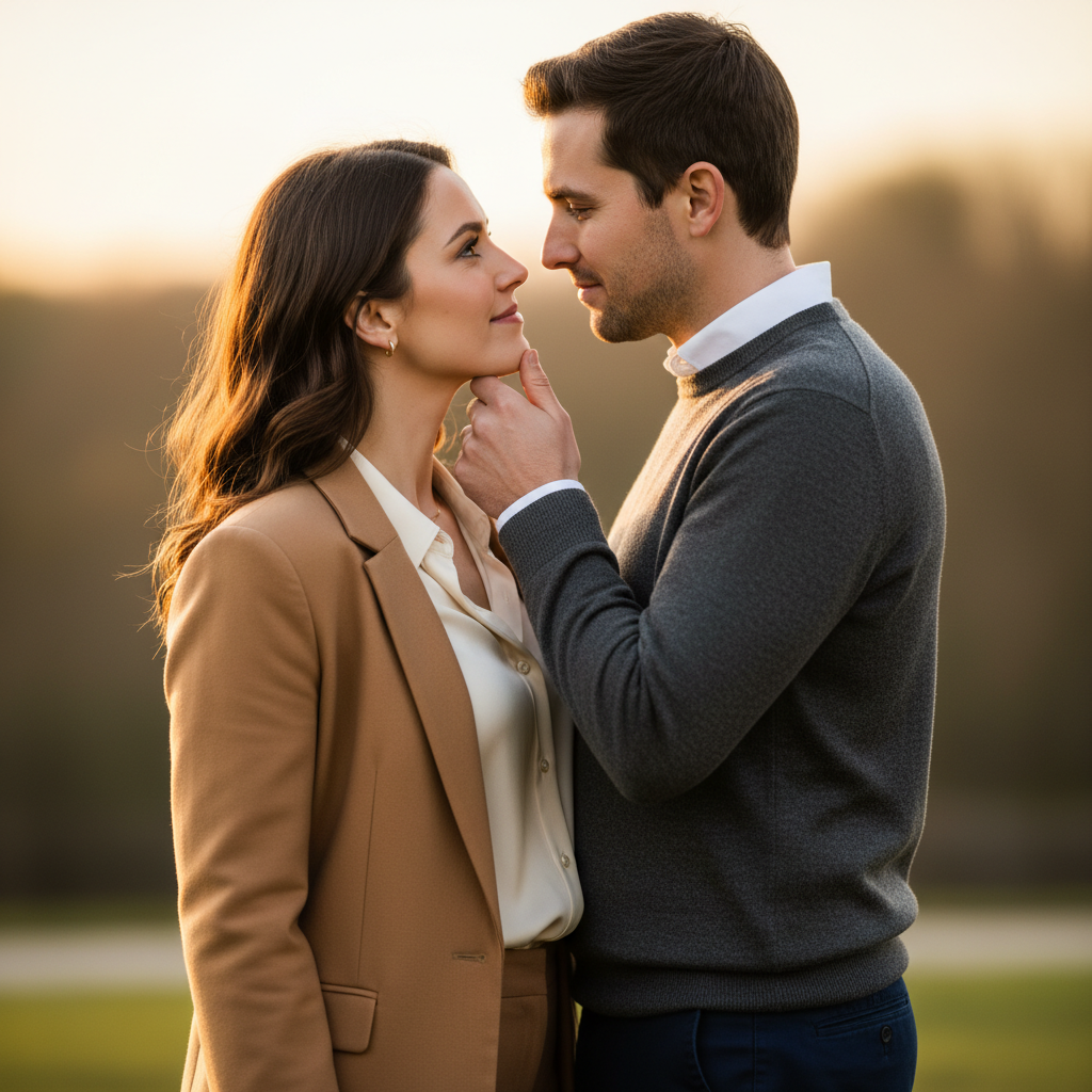 Walking Away Arm in Arm - Walk away from camera arm in arm. She leans her head on his shoulder. Camera captures their backs and connection. Path stretches out before them symbolizing their journey together.