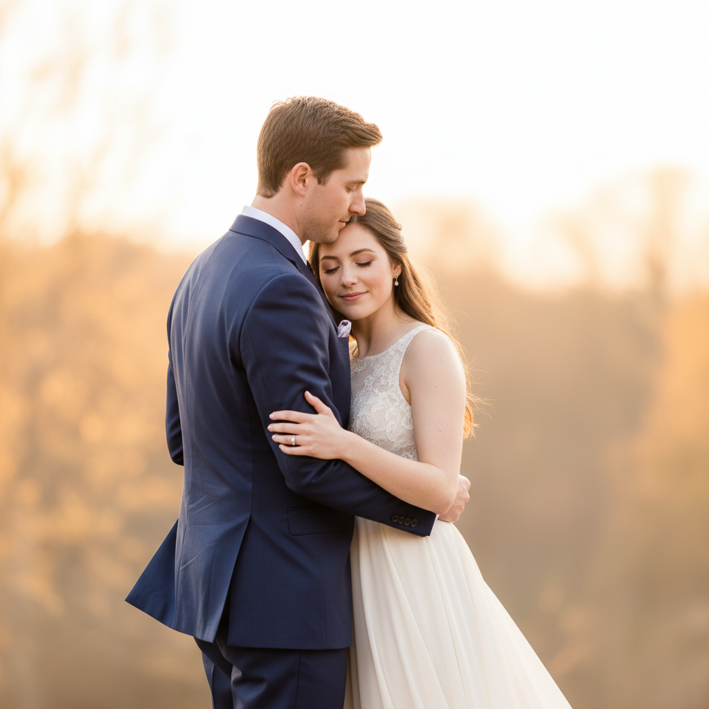 The Gentle Sway - Hold each other close in a slow dance position and gently sway. Her head rests near his shoulder. Eyes closed. Peaceful and romantic. No music needed — just hold and sway.